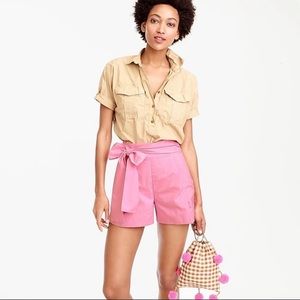 NWT J. CREW Cotton Poplin Tie Waist Shorts